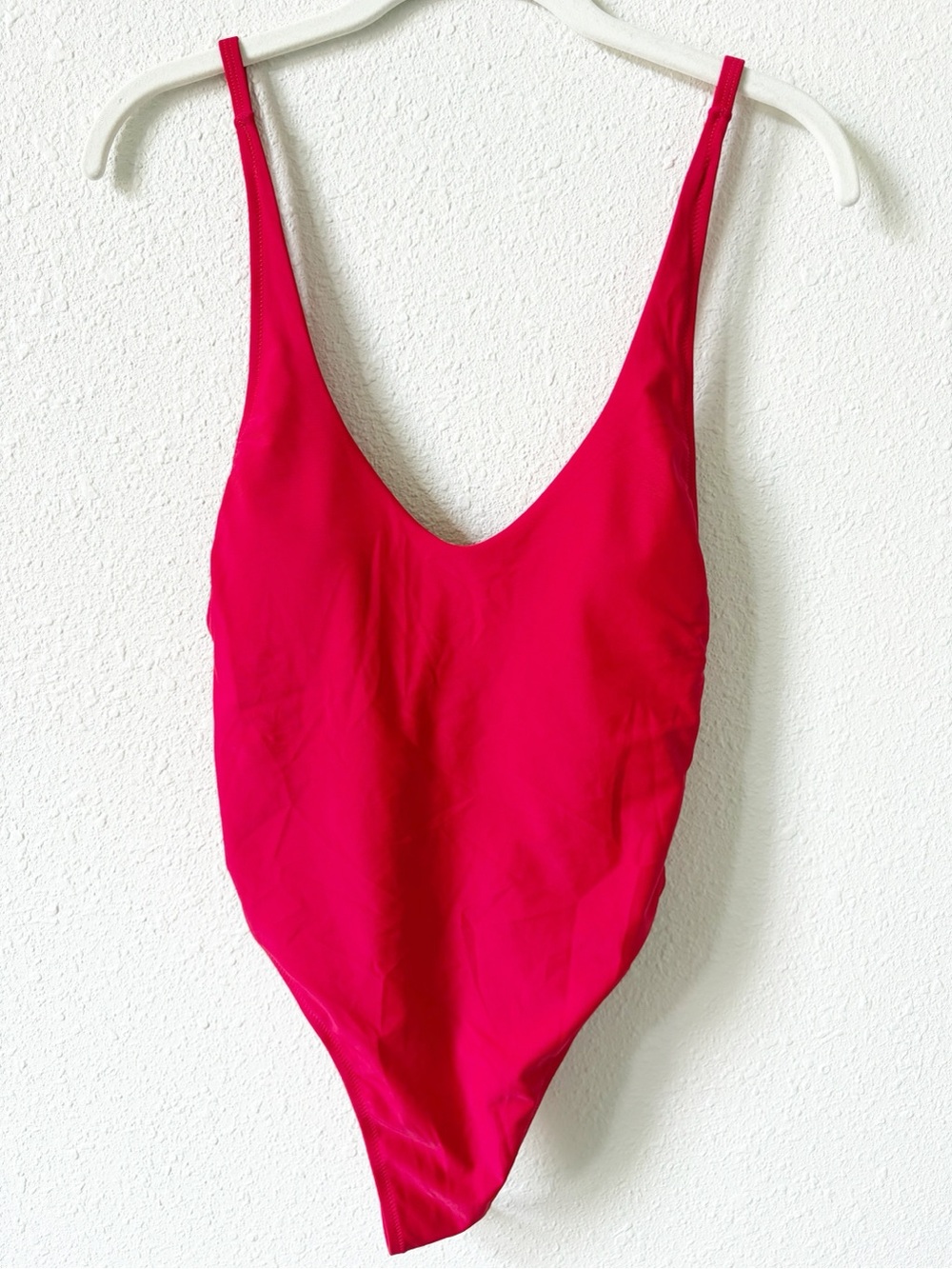 Relleciga One Piece Low Back Brazilian Thong Swimsuit Women Size M Red Vacation